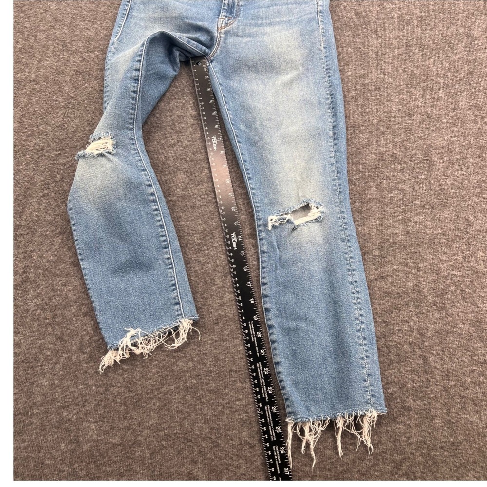 Mother The Looker High Rise Skinny Crop Distressed Frayed Hem Blue Jeans Size 28 - Picture 13 of 14